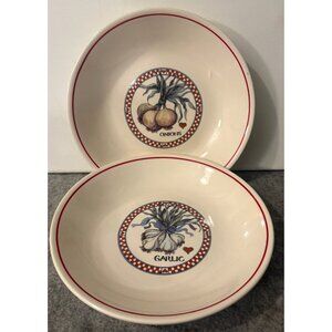 2 Certified International 9.25" Pasta Dishes, 1 Onion Design, 1 Garlic Design  #
